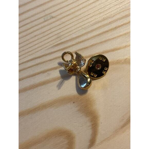 Gold & Clear Crystal Angel Lapel Pin Brooch With Teardrop & Round Gemstones - Picture 2 of 2